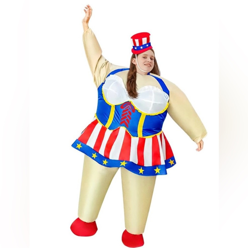 Miss Patriotic 🇺🇸 Inflatable Costume.No Hat. 4 AA batteries required.